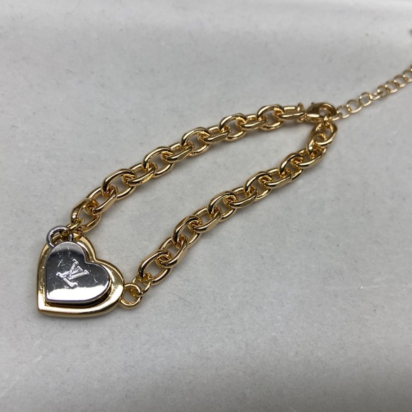 Upcycled Louis Vuitton Silver And Gold Heart Magnet Bracelet - Picture 4 of 4